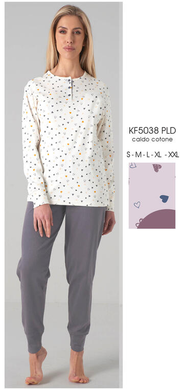 ART. KF5038 PLD- pigiama donna m/l interlock kf5038 pld - Fratelli Parenti